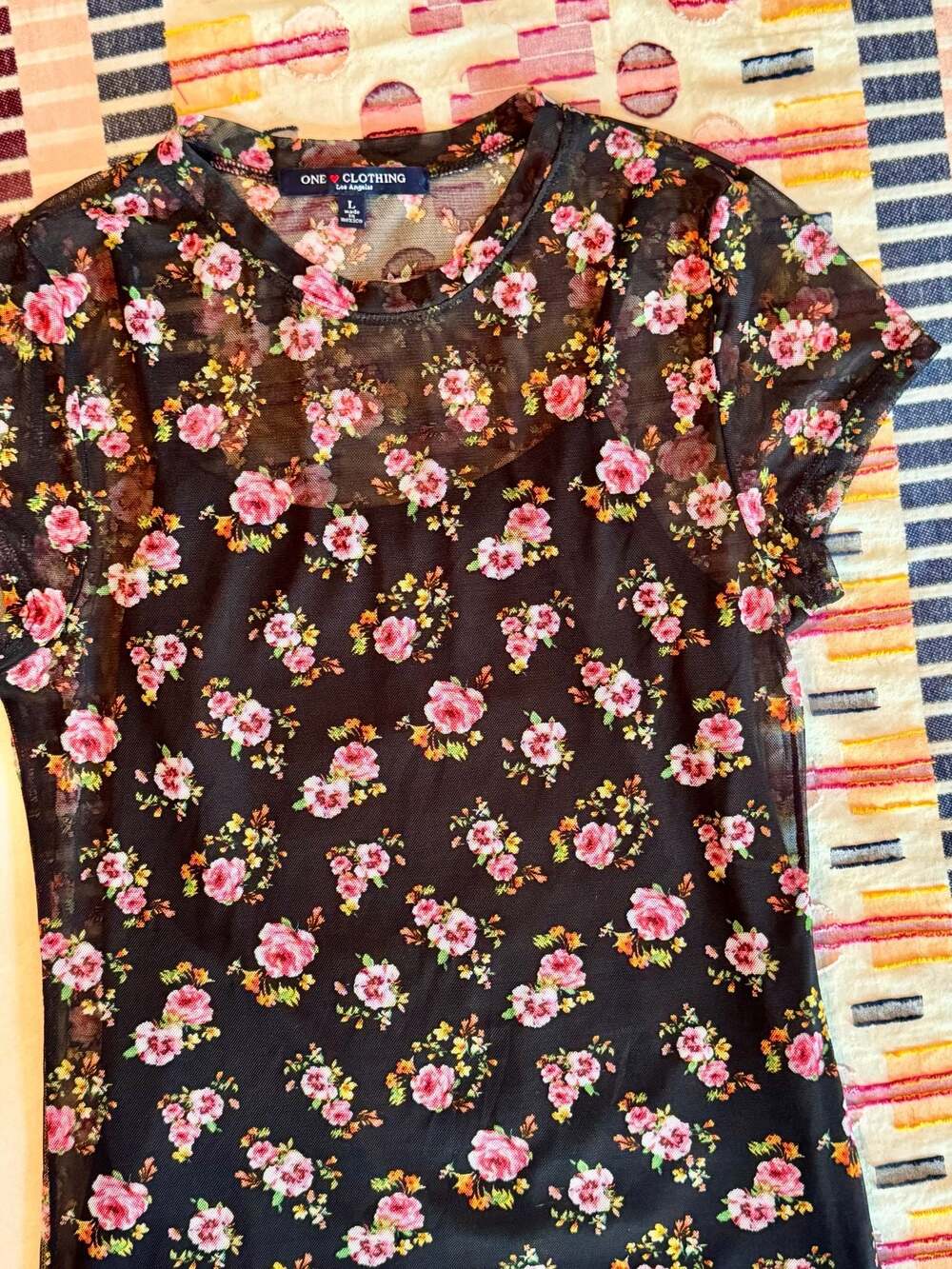 Coquette Mesh Floral Top Fairycore Rose Print Y2K Sheer Balletcore Soft Grunge